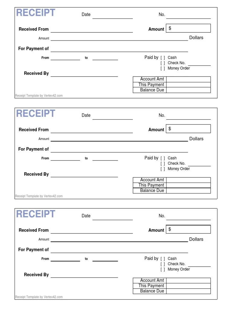Blank Printable Mortgage Receipts