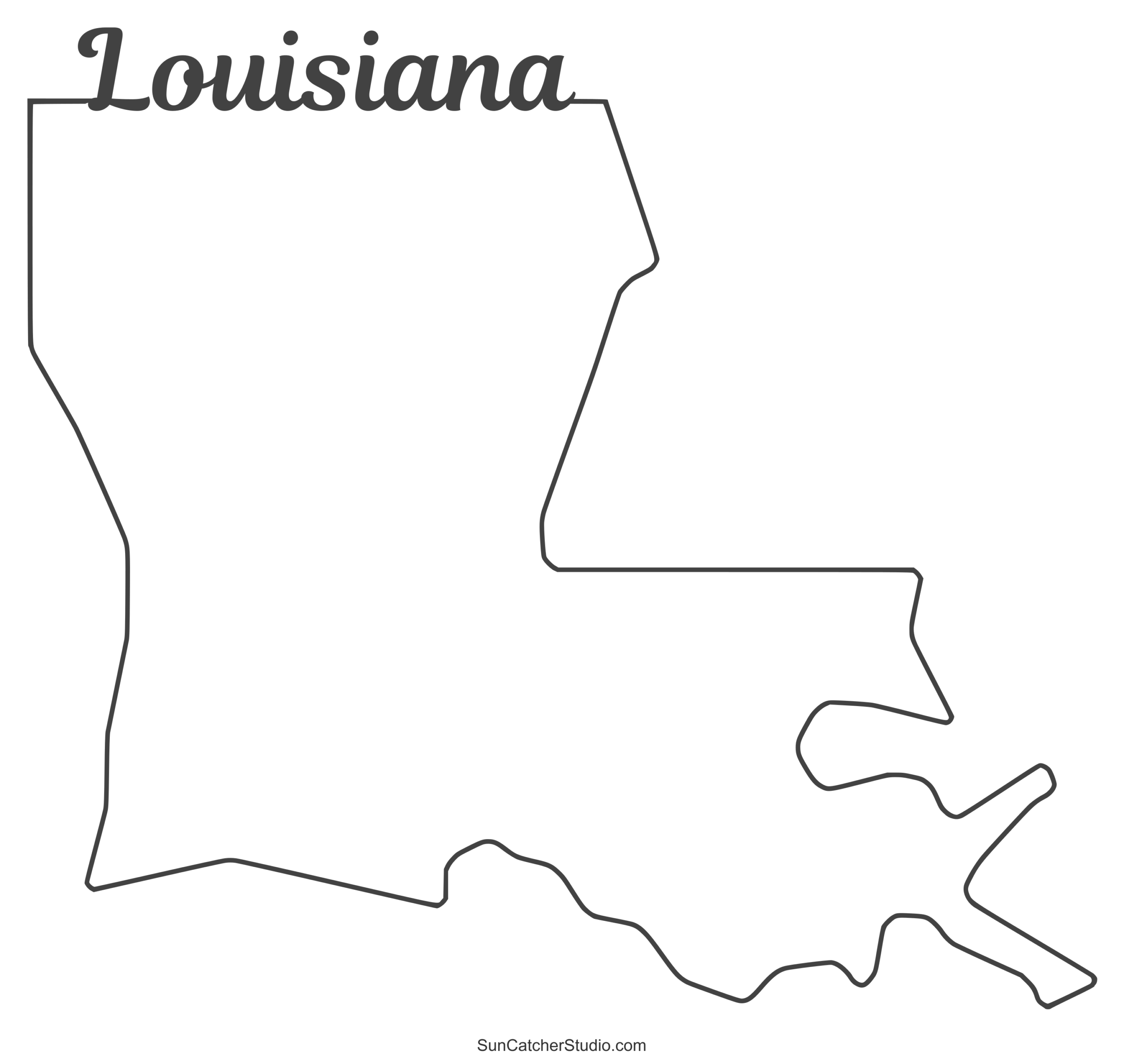 Louisiana Map Outline Printable State Shape Stencil Pattern 