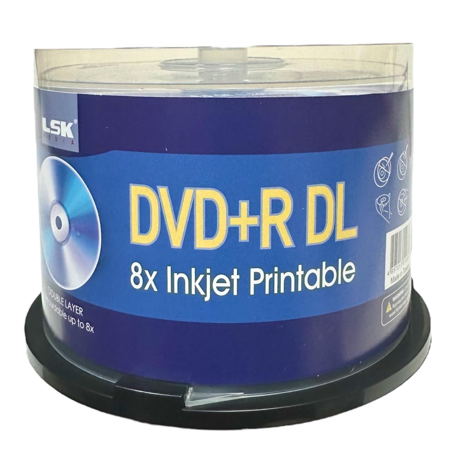 LSK Media DVD R DL Double Layer 8X 8 5GB 240min Video White Inkjet Printable By 50 Pack In Spindel Blank DVDs For Burning Video DVD Discs 