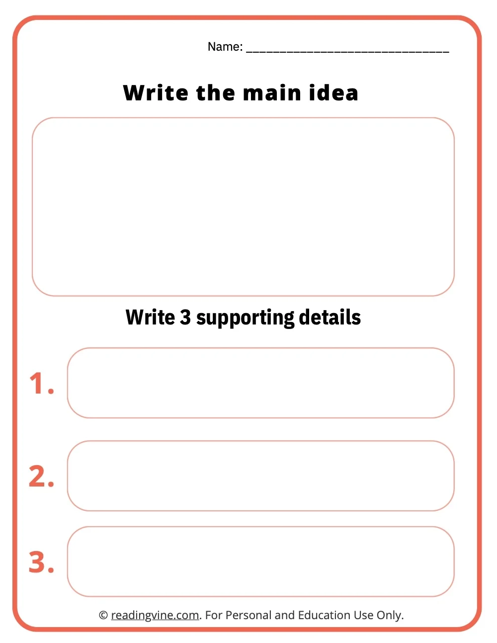 Main Idea Graphic Organizer