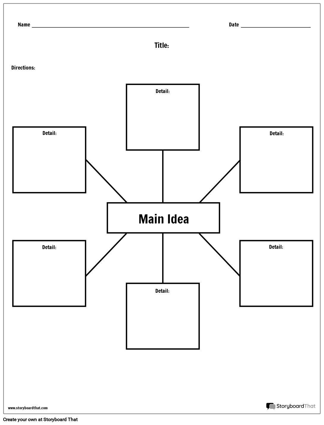 Main Idea Worksheets Free Templates By Storyboard That