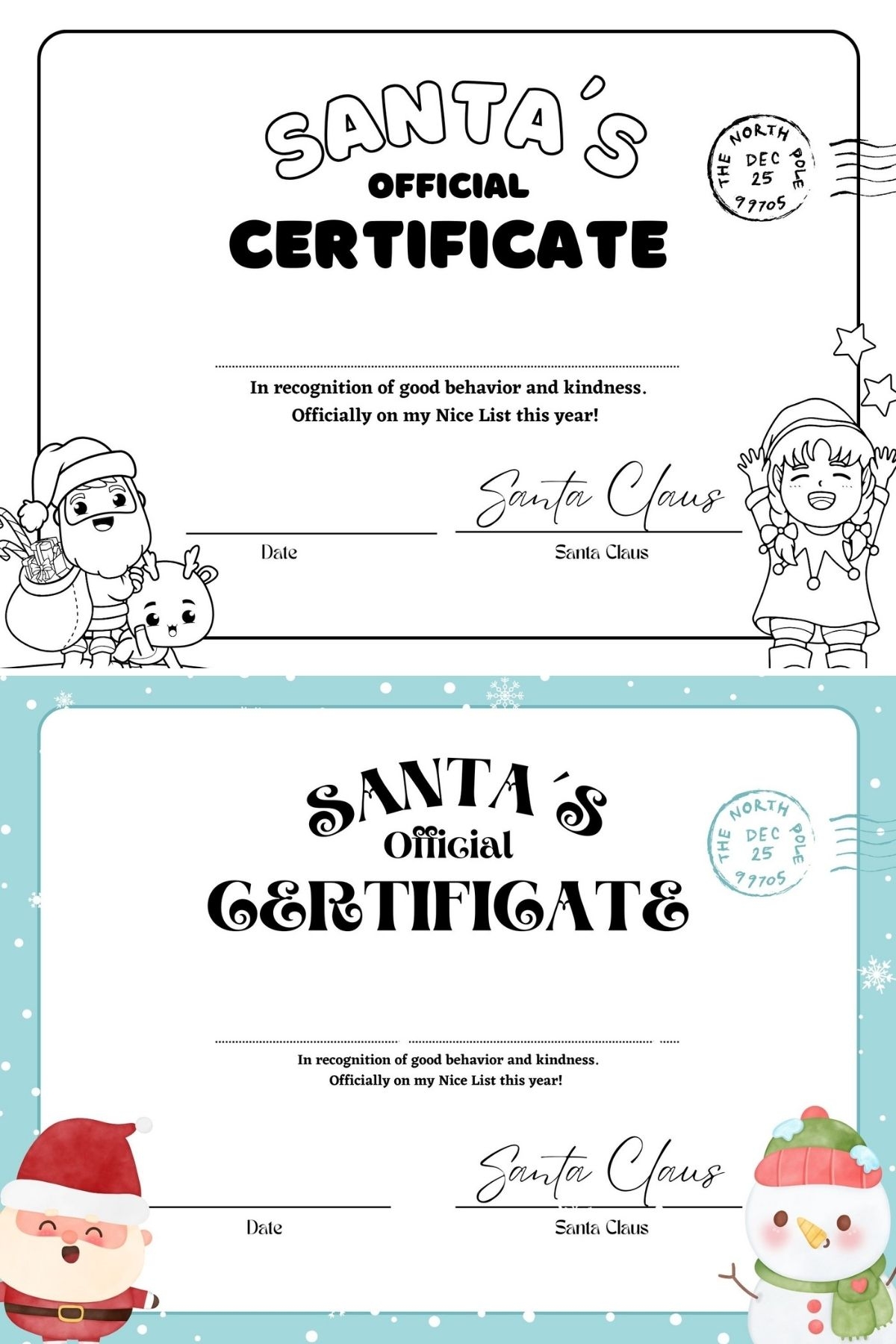 Printable Blank Nice List Certificate