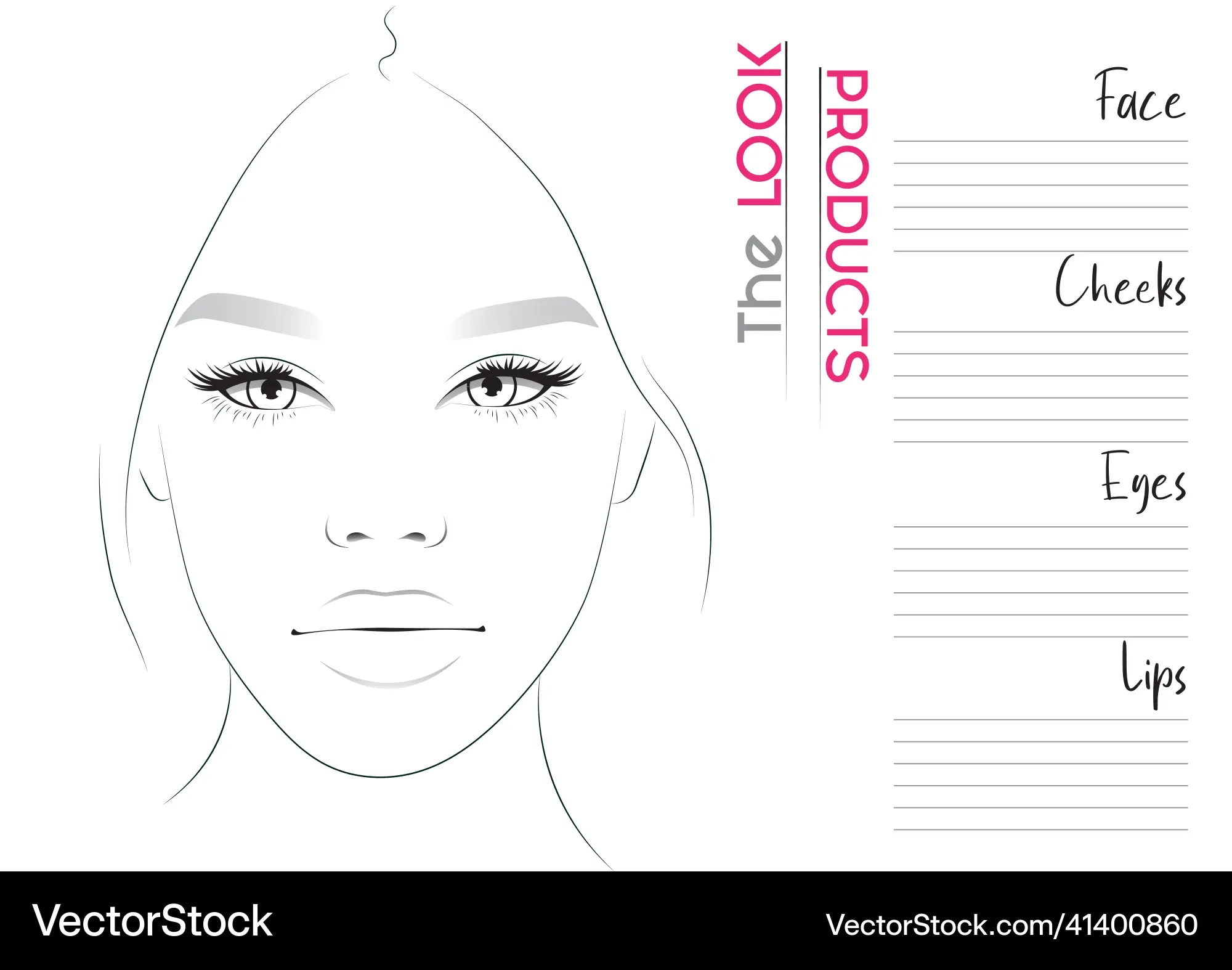 Make up K nstler Gesichtsdiagramm Leere Vorlage Vektorbild