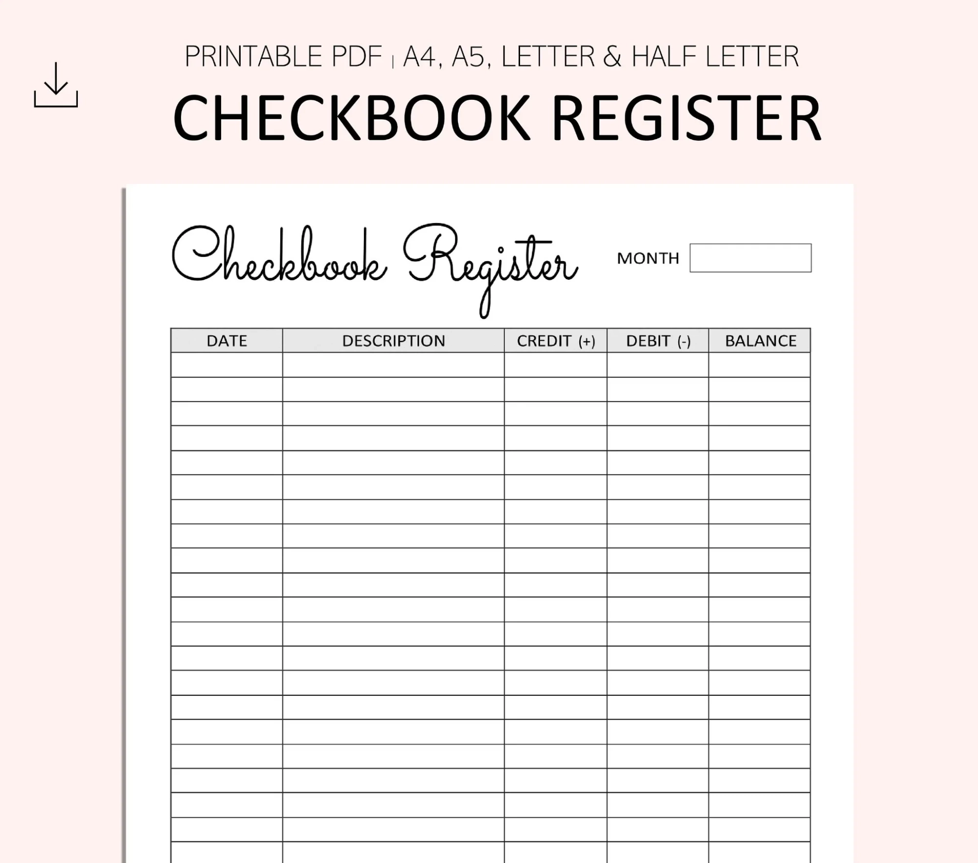 Free Blank Check Register Printable