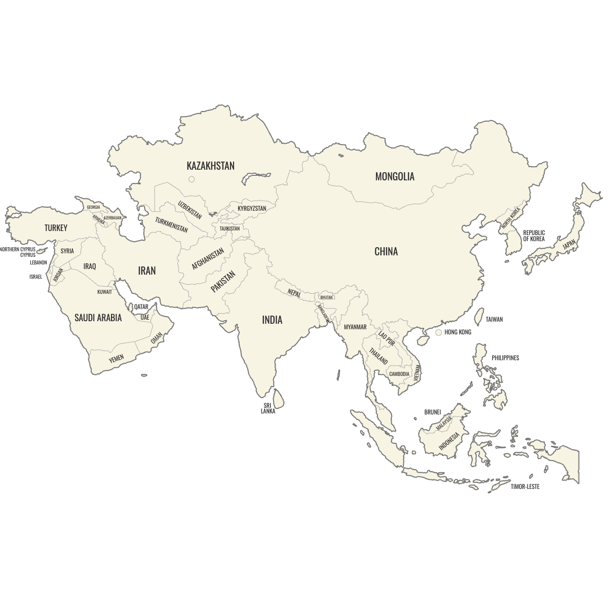 Blank Map Asia Printable