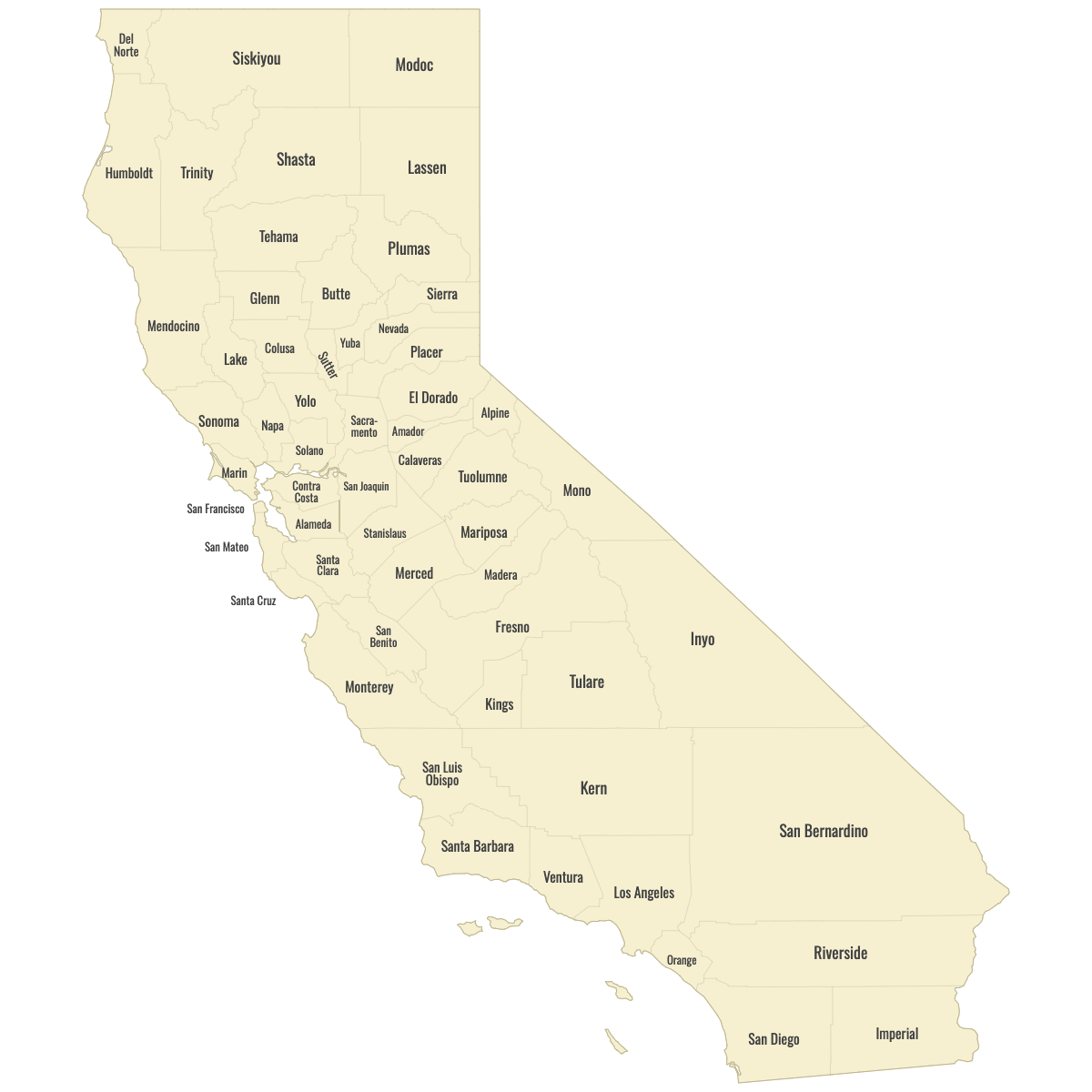 Map Of California Blank Printable