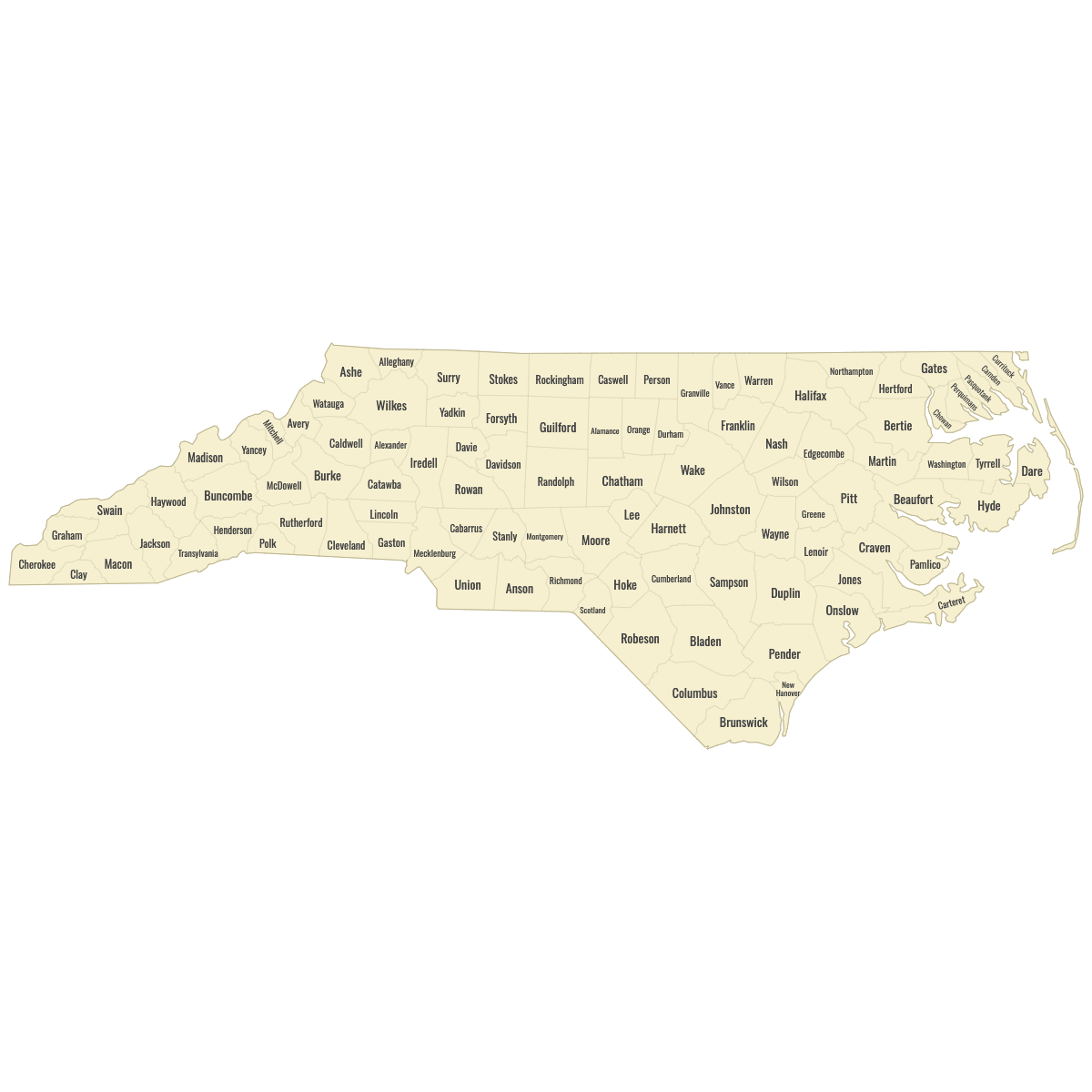 Nc County Map Printable Blank