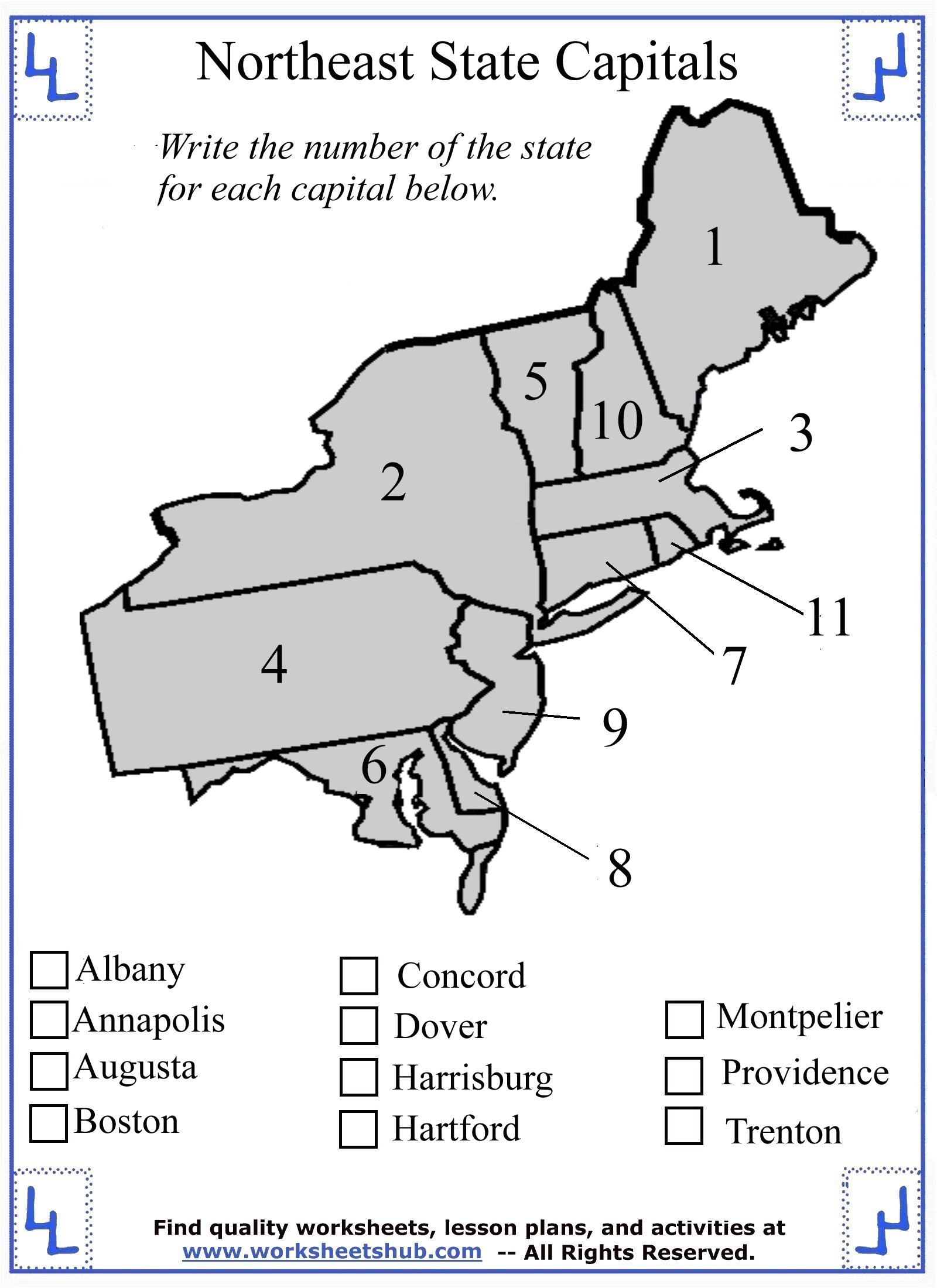 Blank Northeast Us Map Printable