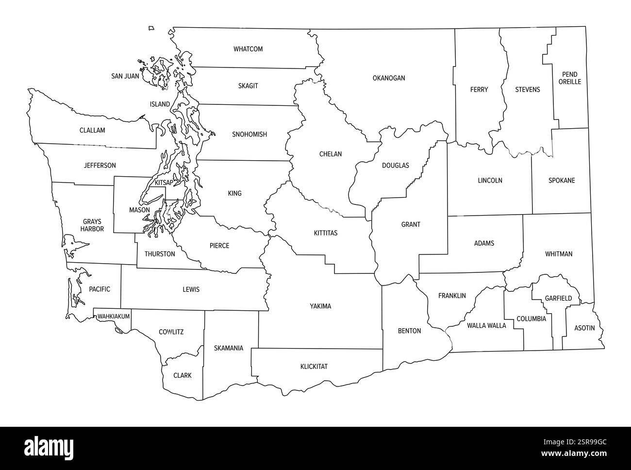 Map Of Washington State Black And White Stock Photos amp Images Alamy