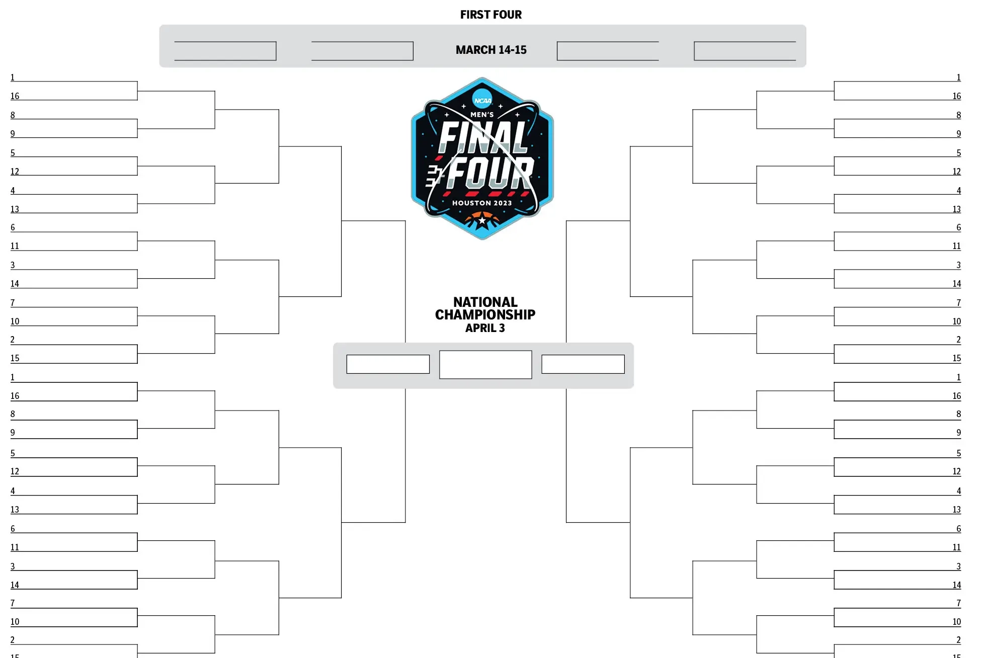 Tournament Bracket Printable Ncaa Blank