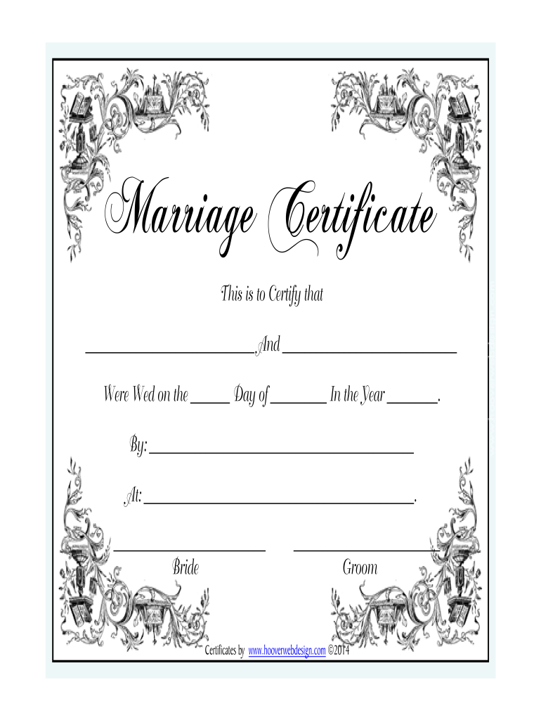 Marriage Certificate Form Fill Online Printable Fillable 