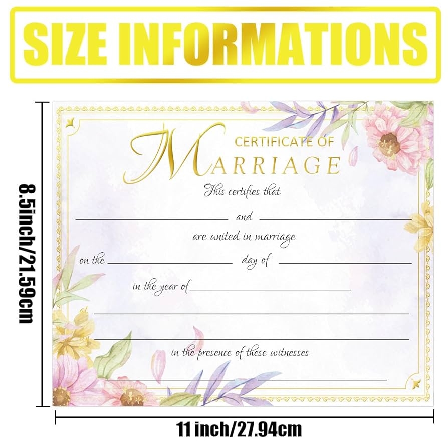 Marriage Certificates With Gold Foil Edges 11 X 8 5 Blank 