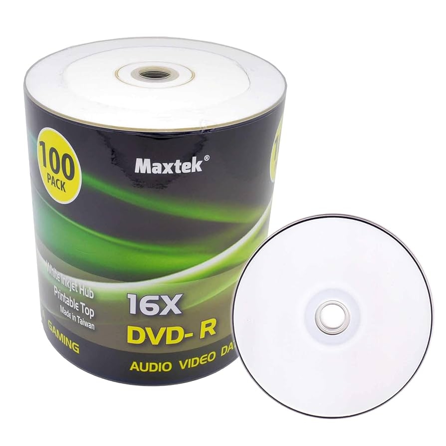 Maxtek Premium Grade White Inkjet Hub Printable Dvd R Dvdr 16X 