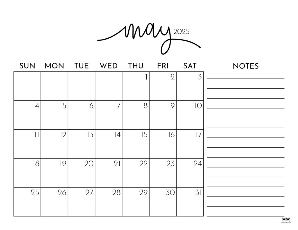 Blank May Calendar Printable