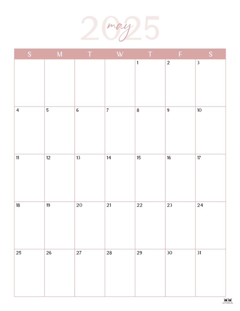 Free Printable Blank May Calendar