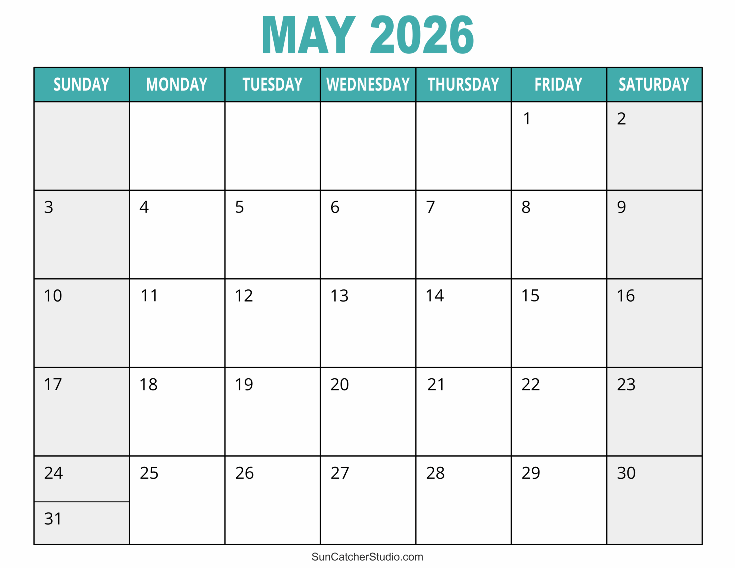 May 2026 Calendar Free Printable Free Printables Monograms 