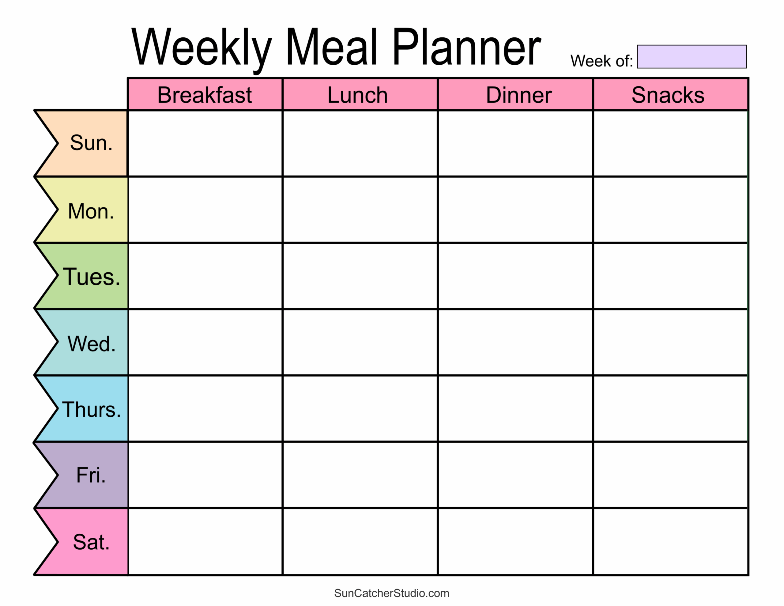 Printable Weekly Menu Blank