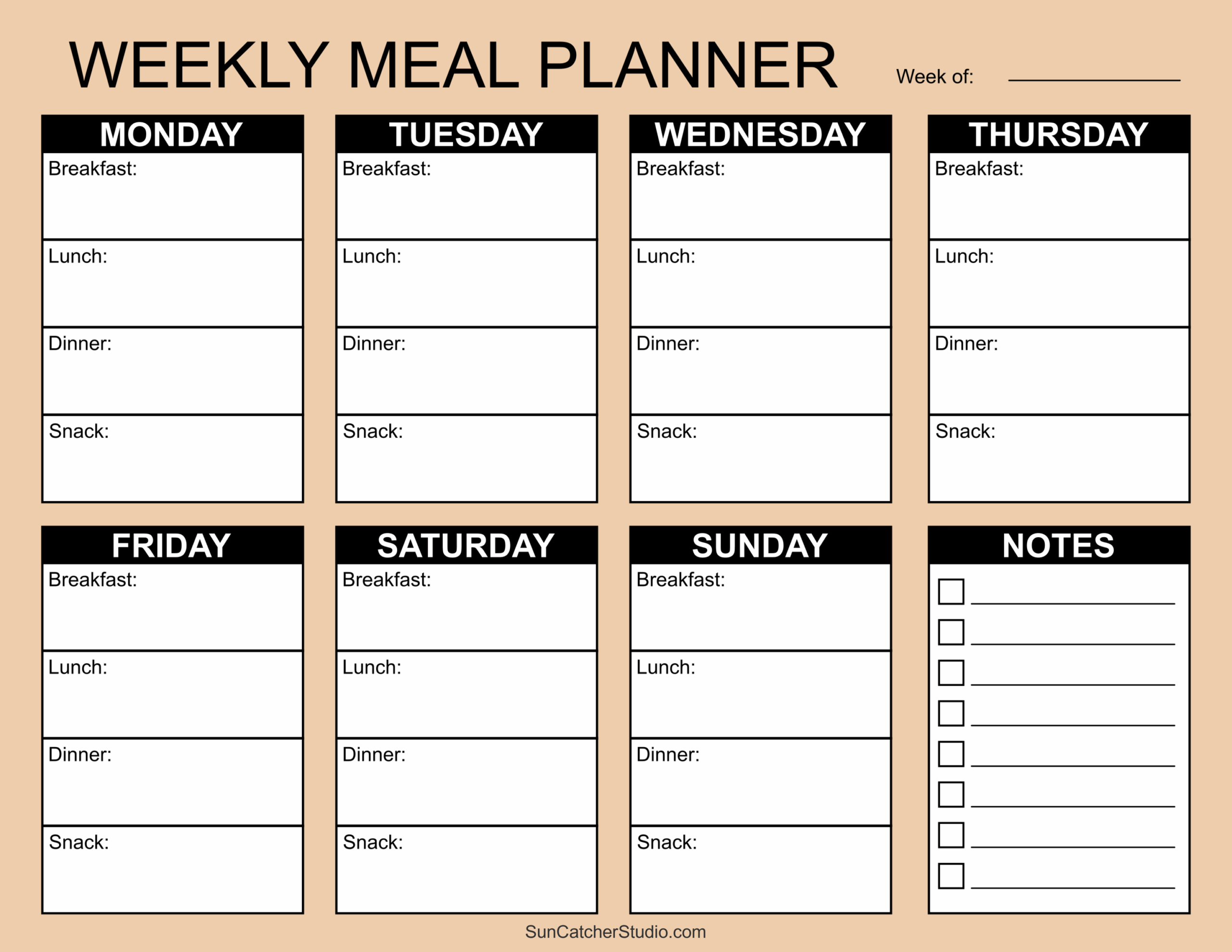 Blank Meal Planner Printable