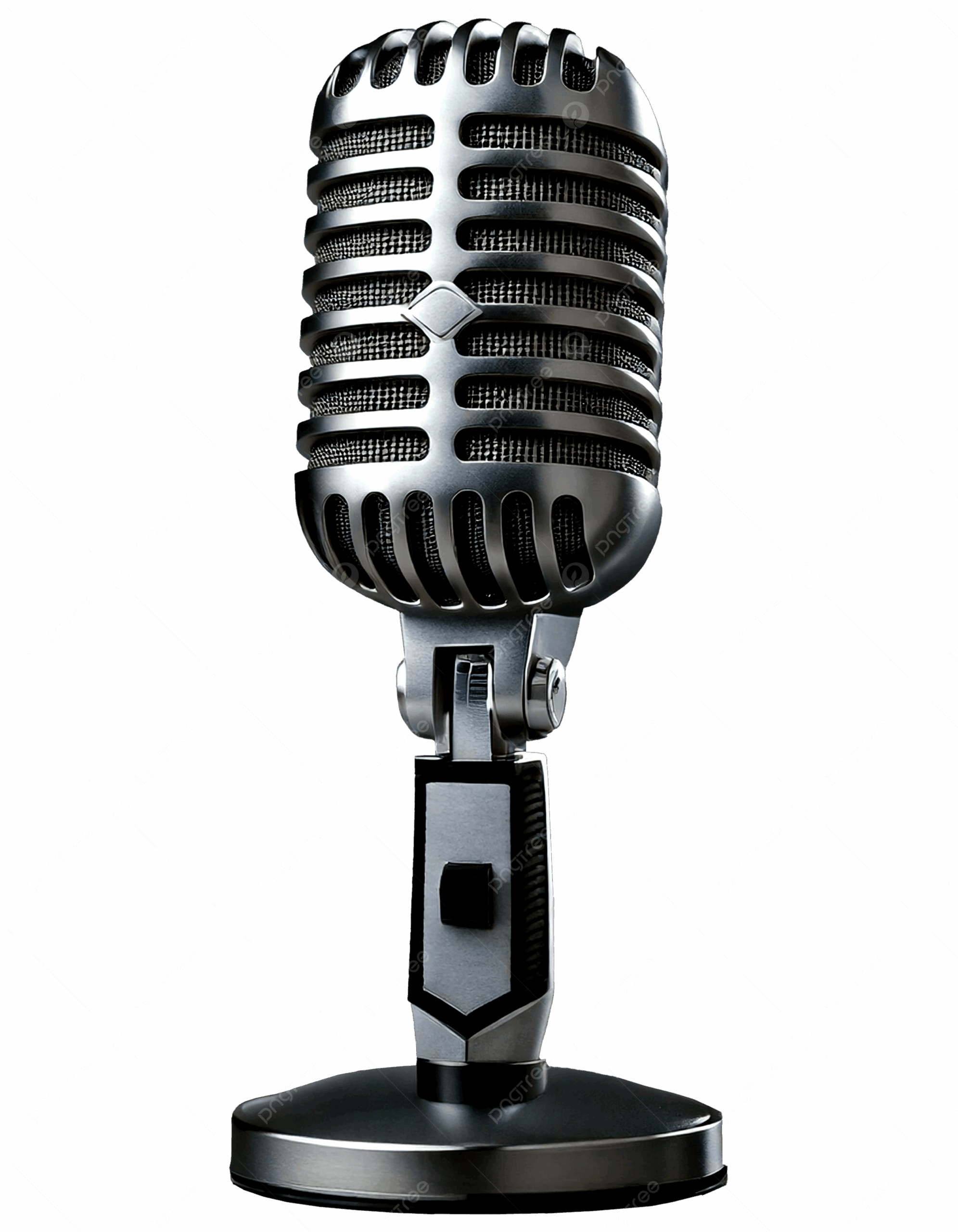 Media Microphone Front View Isolate On Transparency Background 