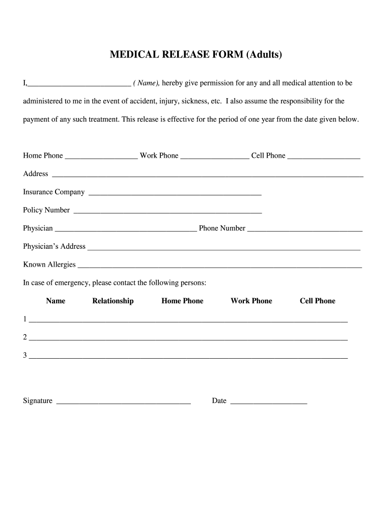 Medical Release Form Template Fill Out amp Sign Online DocHub