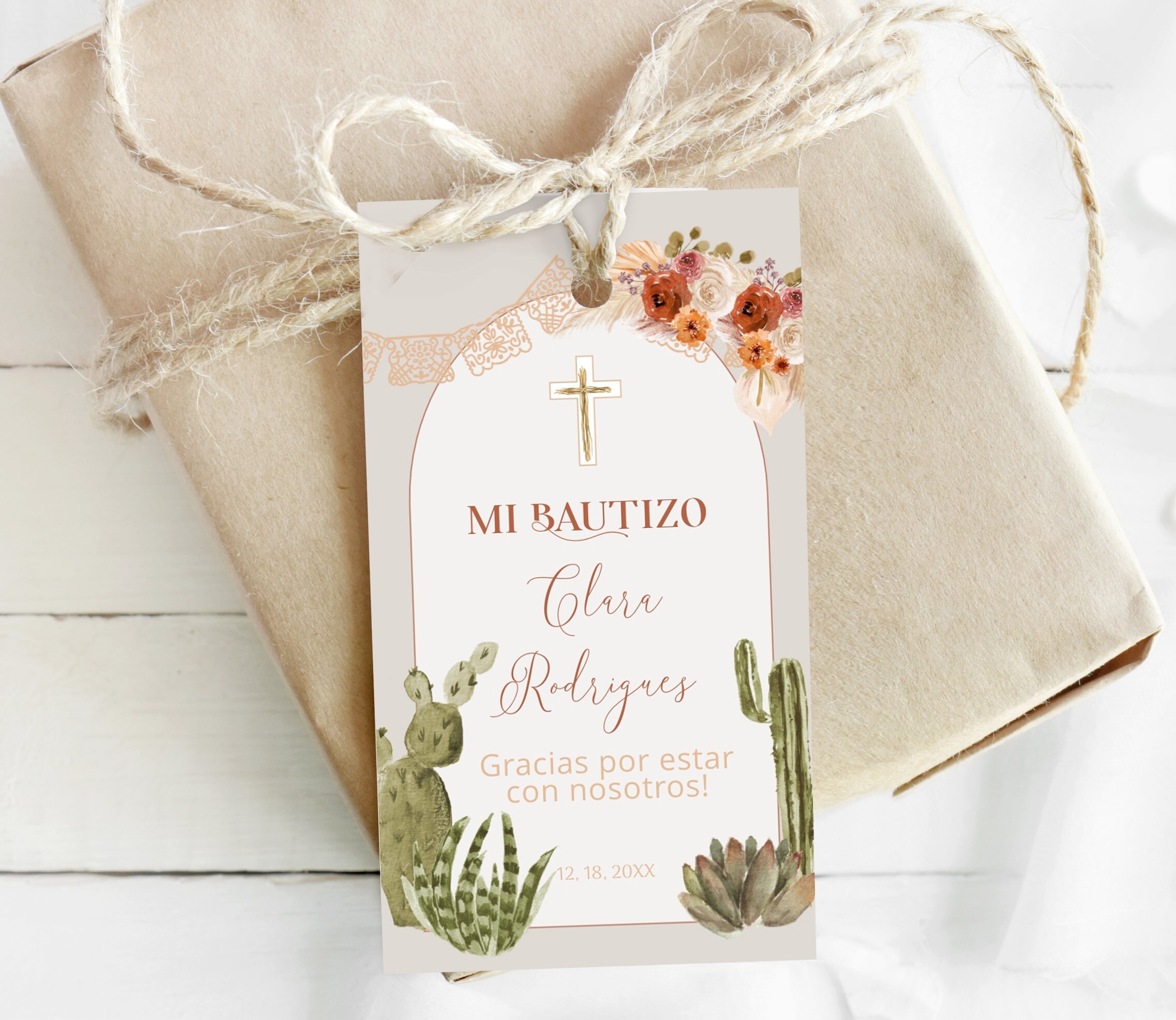 Mi Bautizo Thank You Tags Template Editable Spanish Favor Tag 