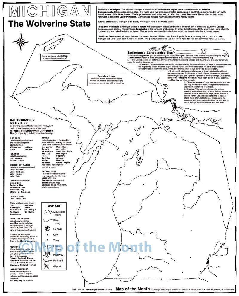 Blank Map Of Michigan Printable