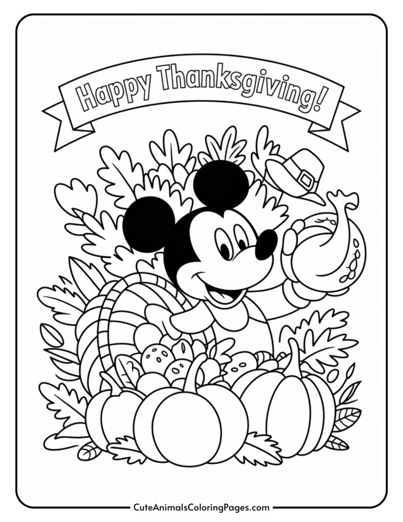 Mickey Mouse Thanksgiving Coloring Page 9 Coloring Sheets Cute 