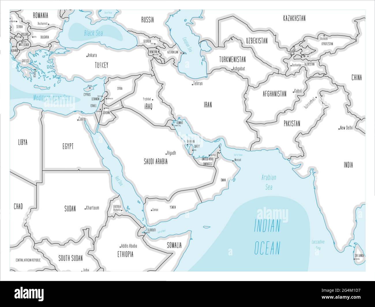 Blank Printable Map Middle Easr