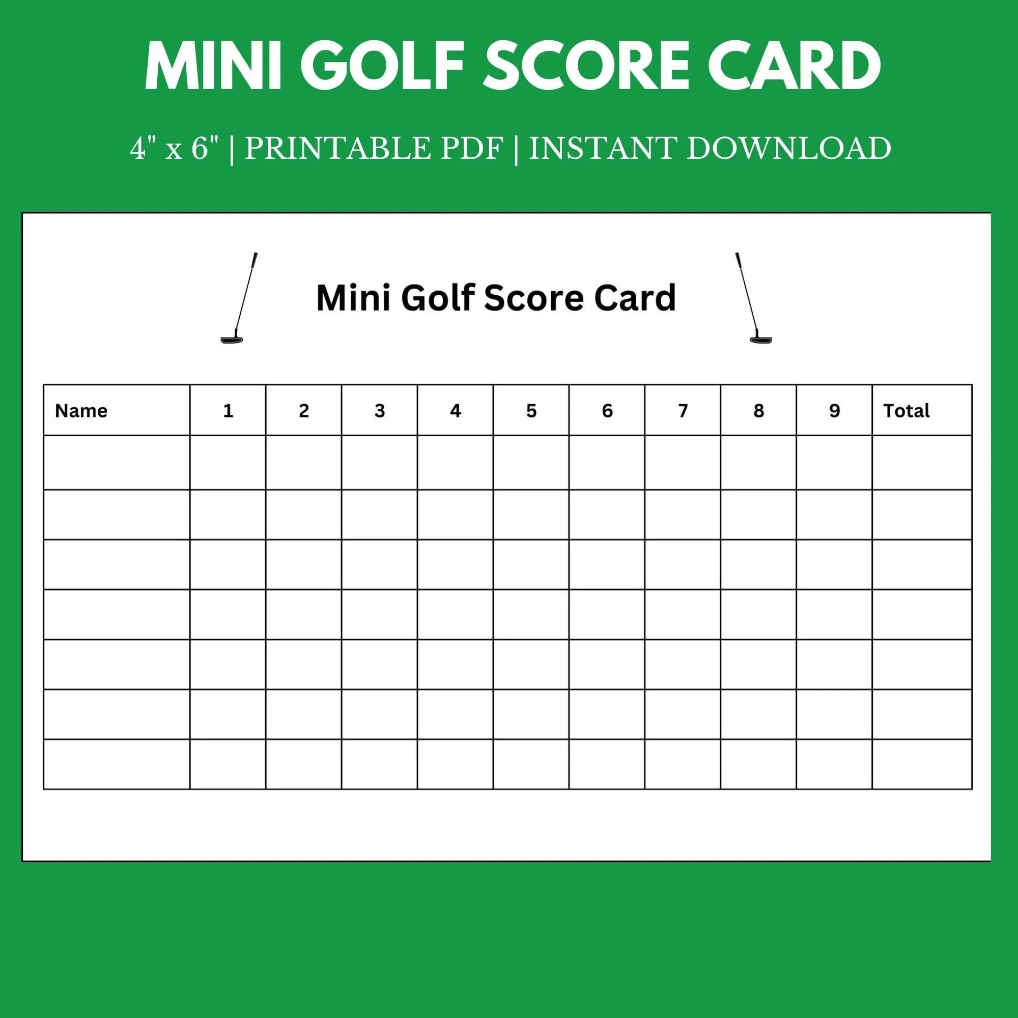 Printable Blank Golf Scorecard