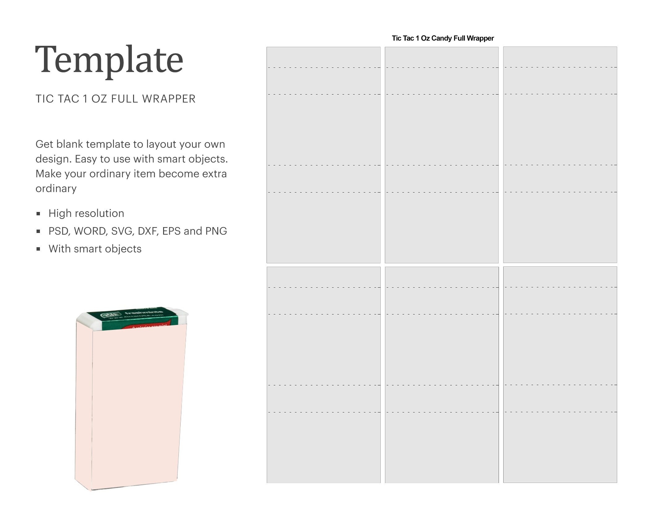 Mini Mint Candy Blank Wrapper Template Full Wrap Candy Template 