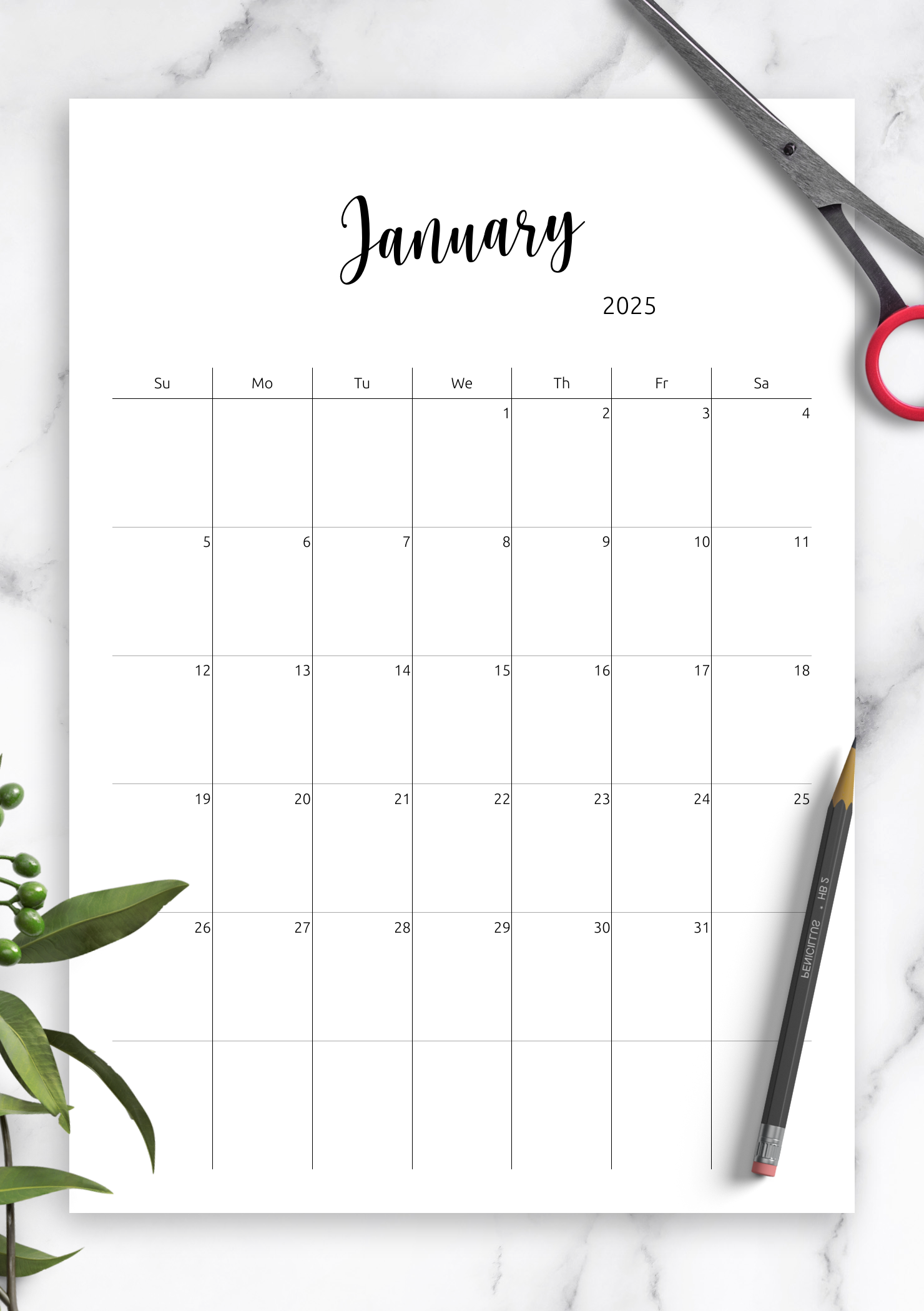 Minimal Calendar Printable Blank