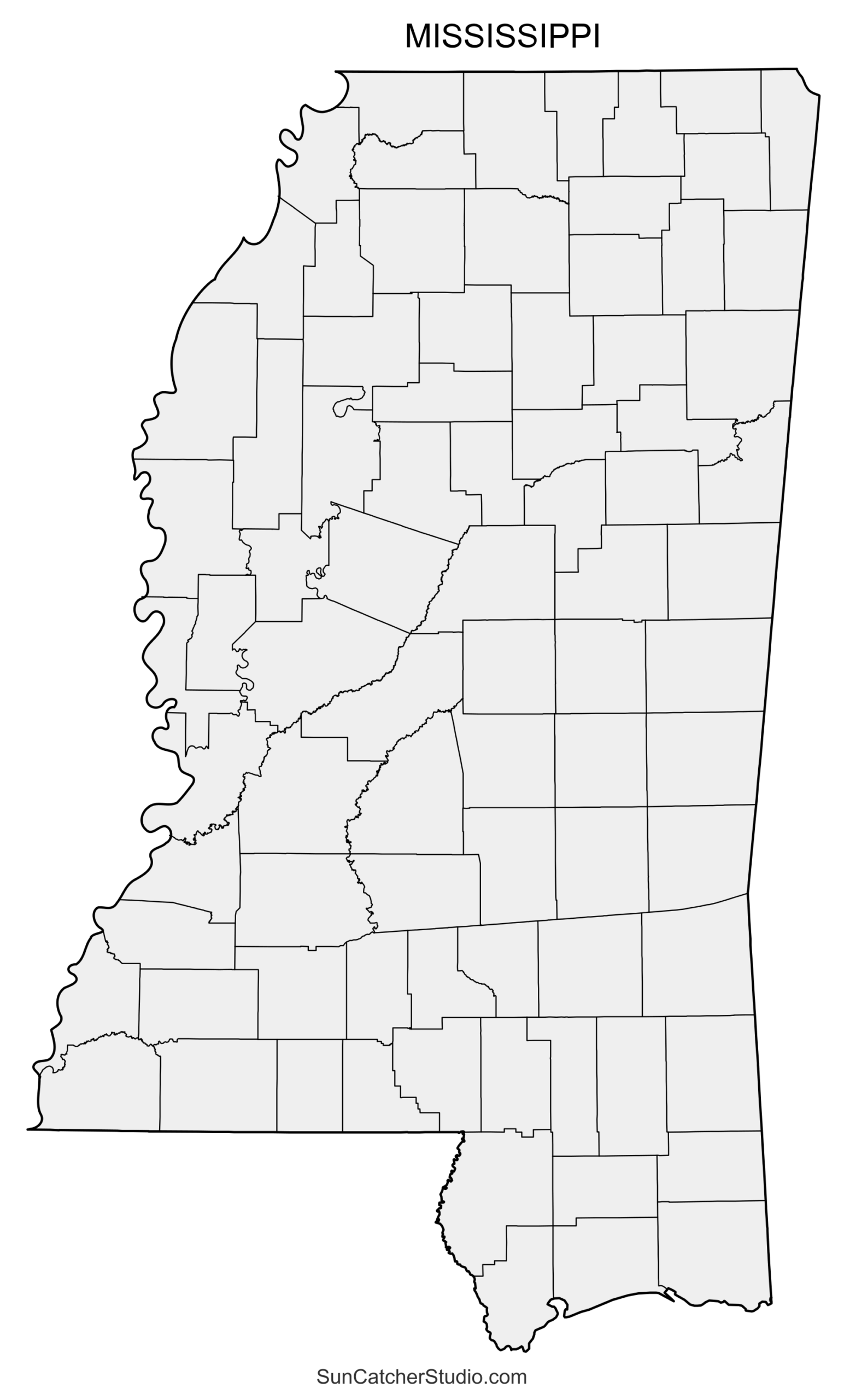 Mississippi County Map Printable State Map With County Lines 