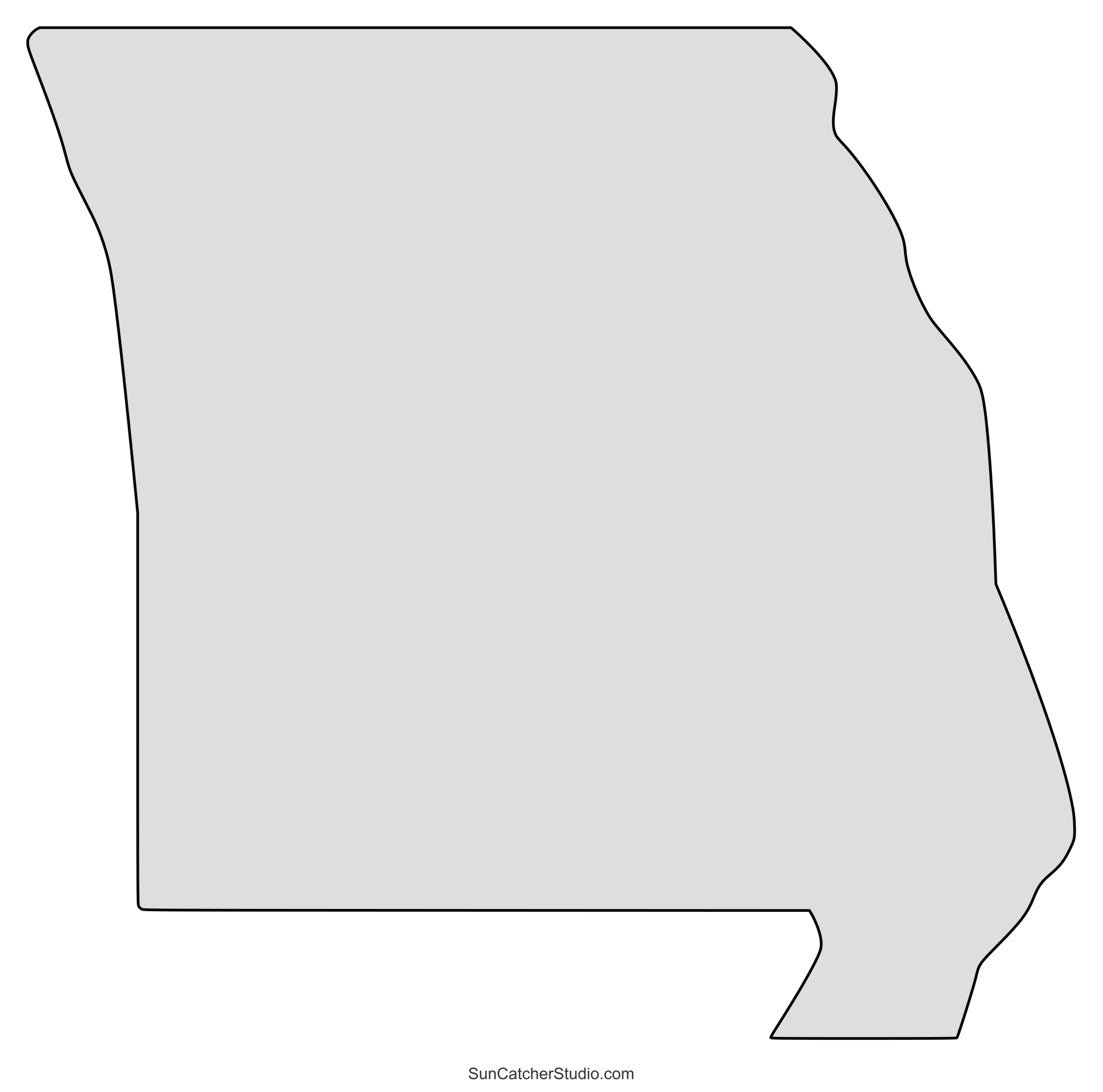 Missouri Map Outline Printable State Shape Stencil Pattern 