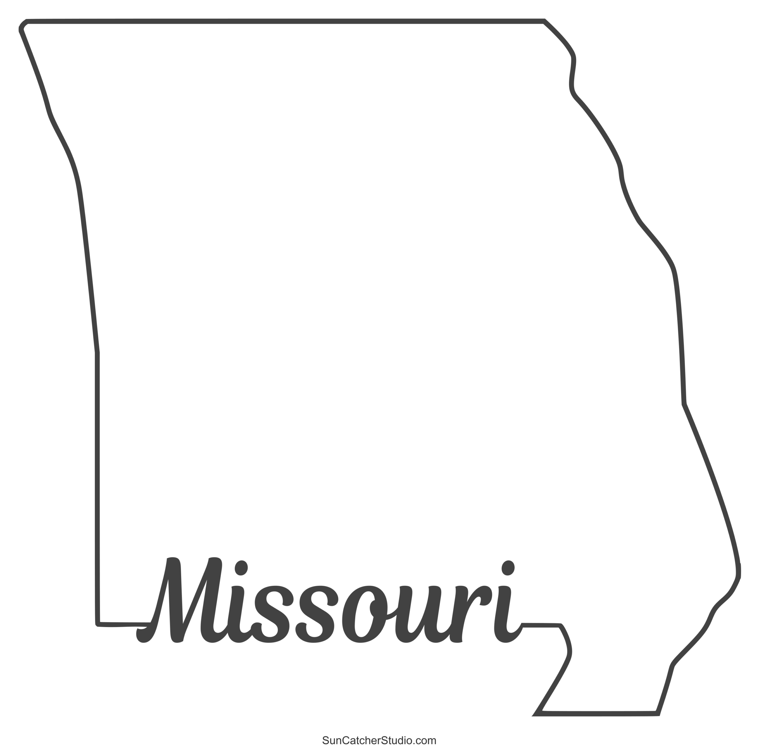 Missouri Map Outline Printable State Shape Stencil Pattern 