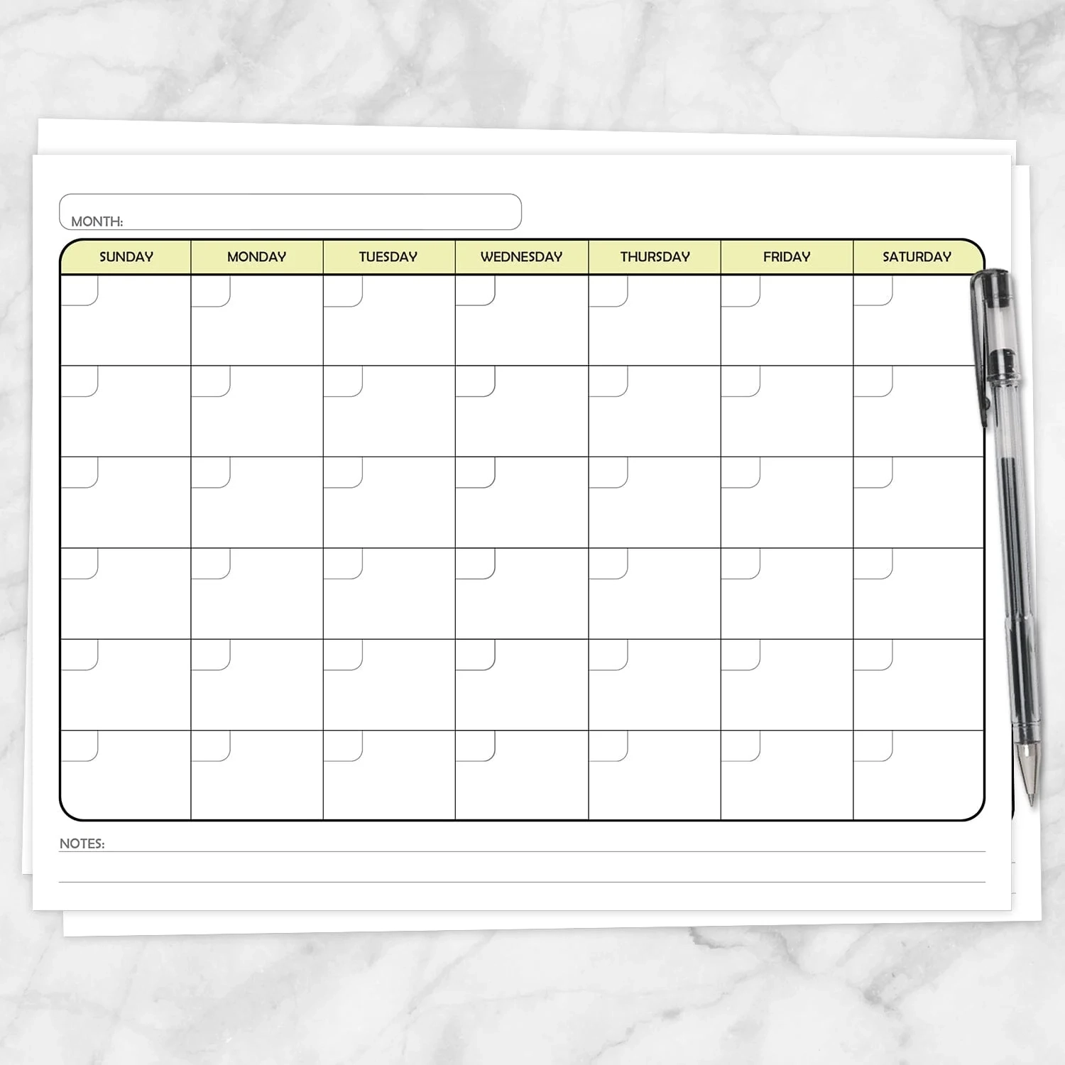 Completely Blank Monthly Calendar Printable