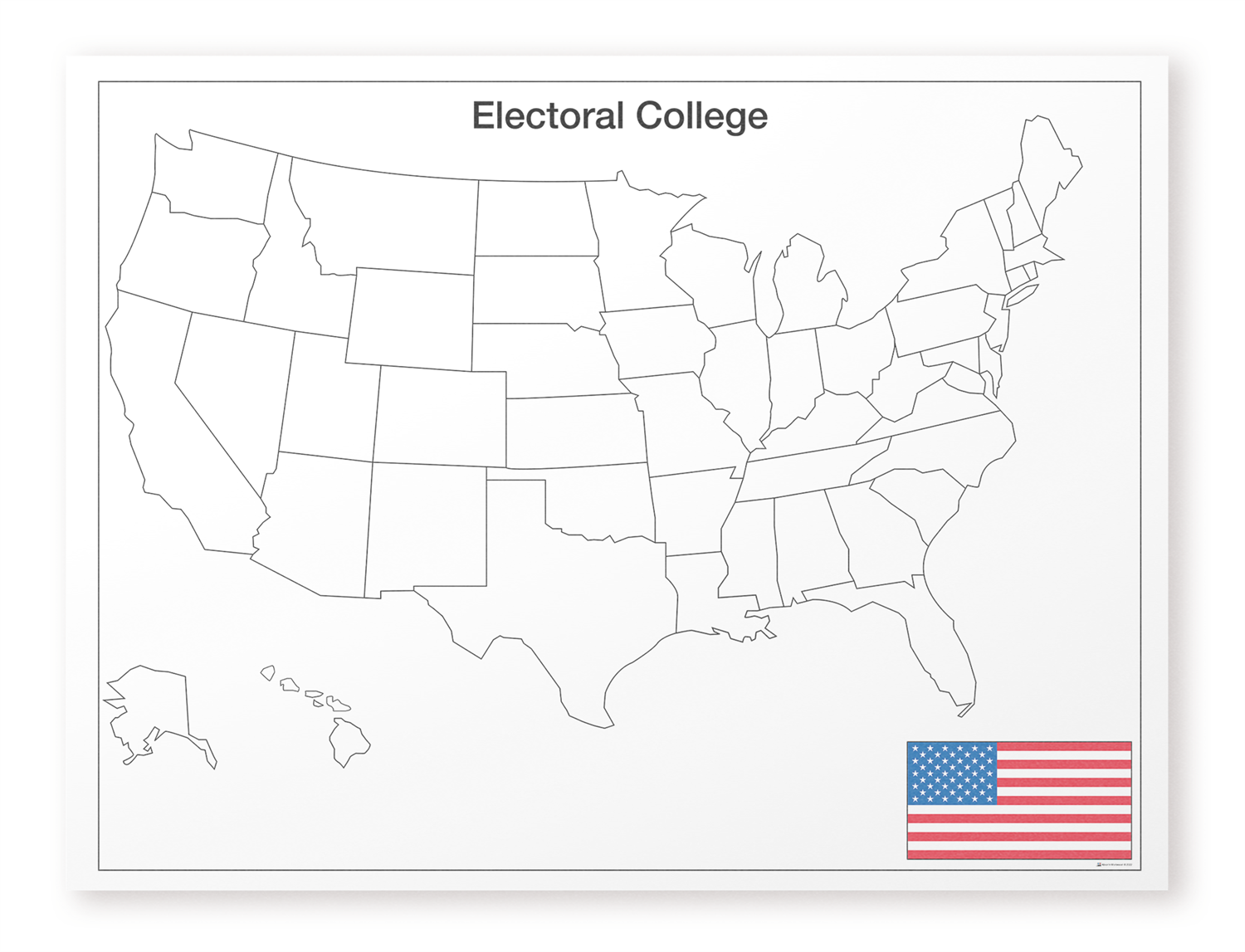Printable Electoral College Blank Map