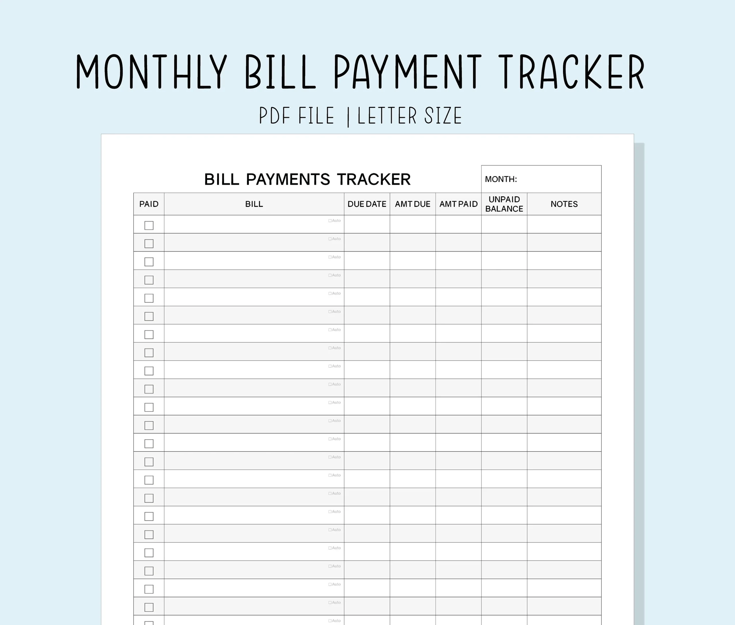 Printable Blank Audiology Sales Bill