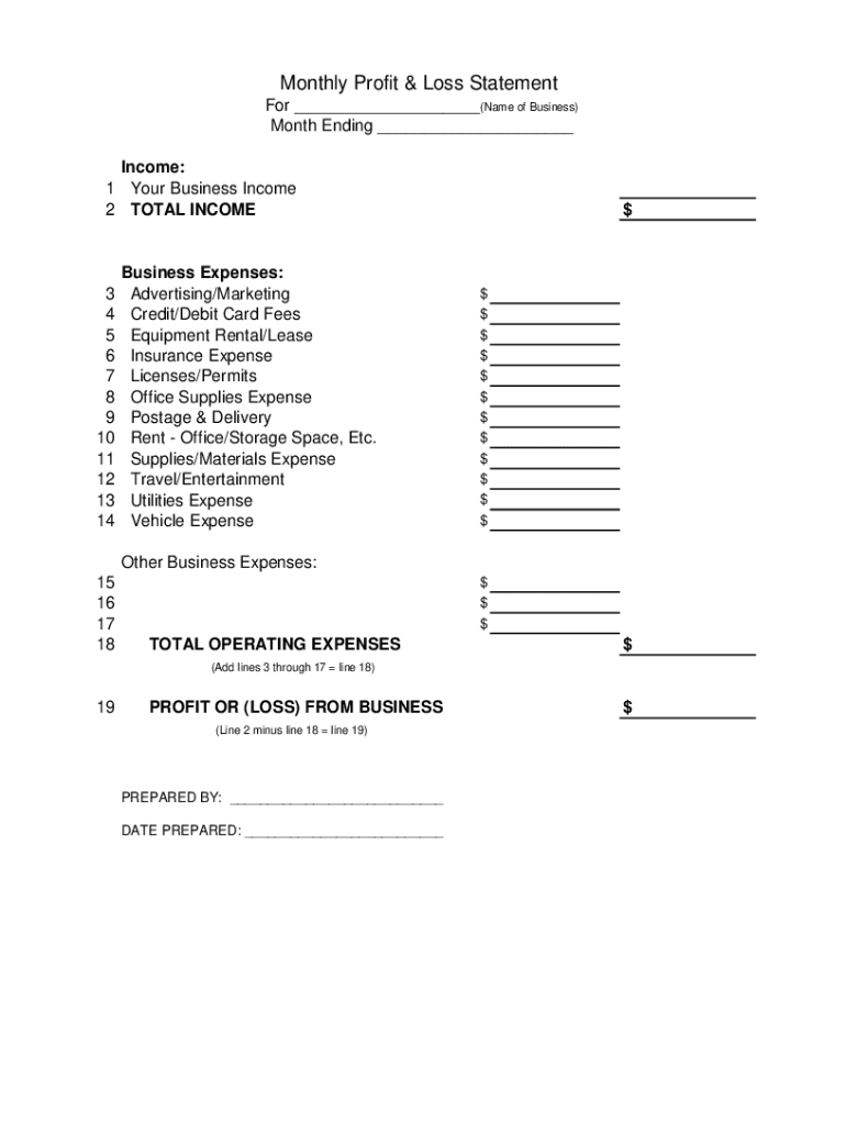 Printable Blank Income Statement Pdf