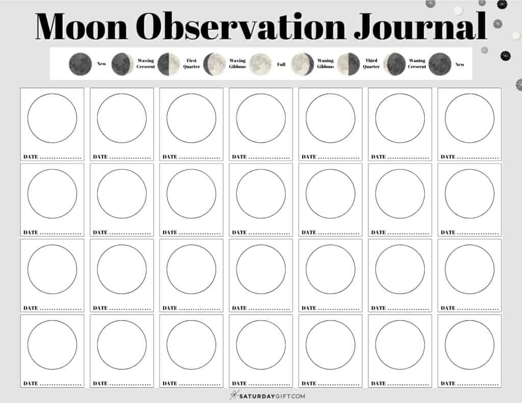 Moon Observation Journal Log The Phases Of The Moon Free 