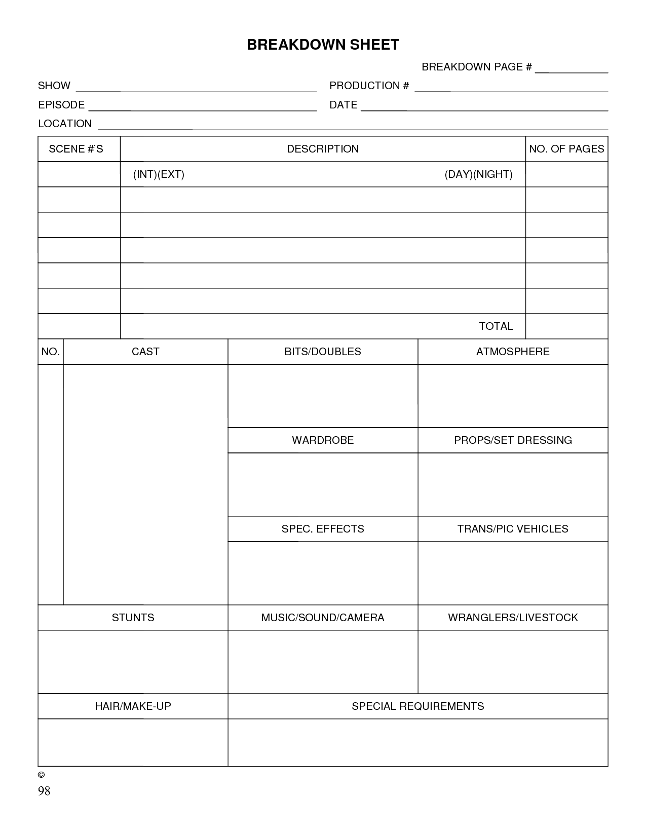 Printable Blank Script Template