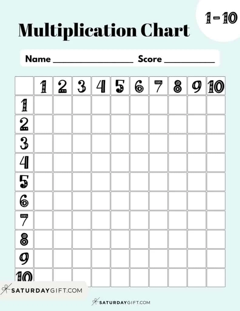 Multiplication Chart 1 To 10 Cute amp Free Printables amp Blank Grids
