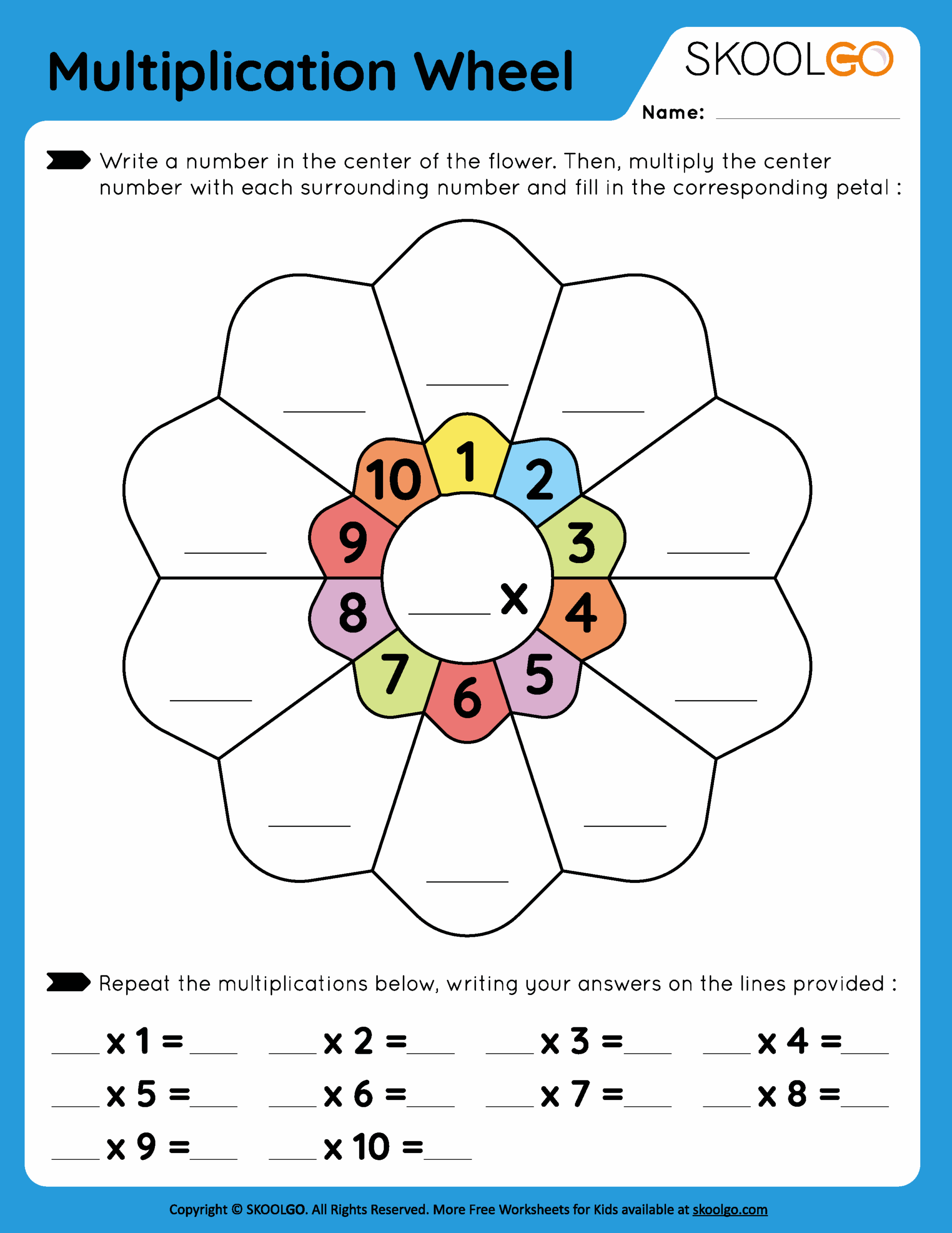 Printable Multiplication Wheel Blank Middle