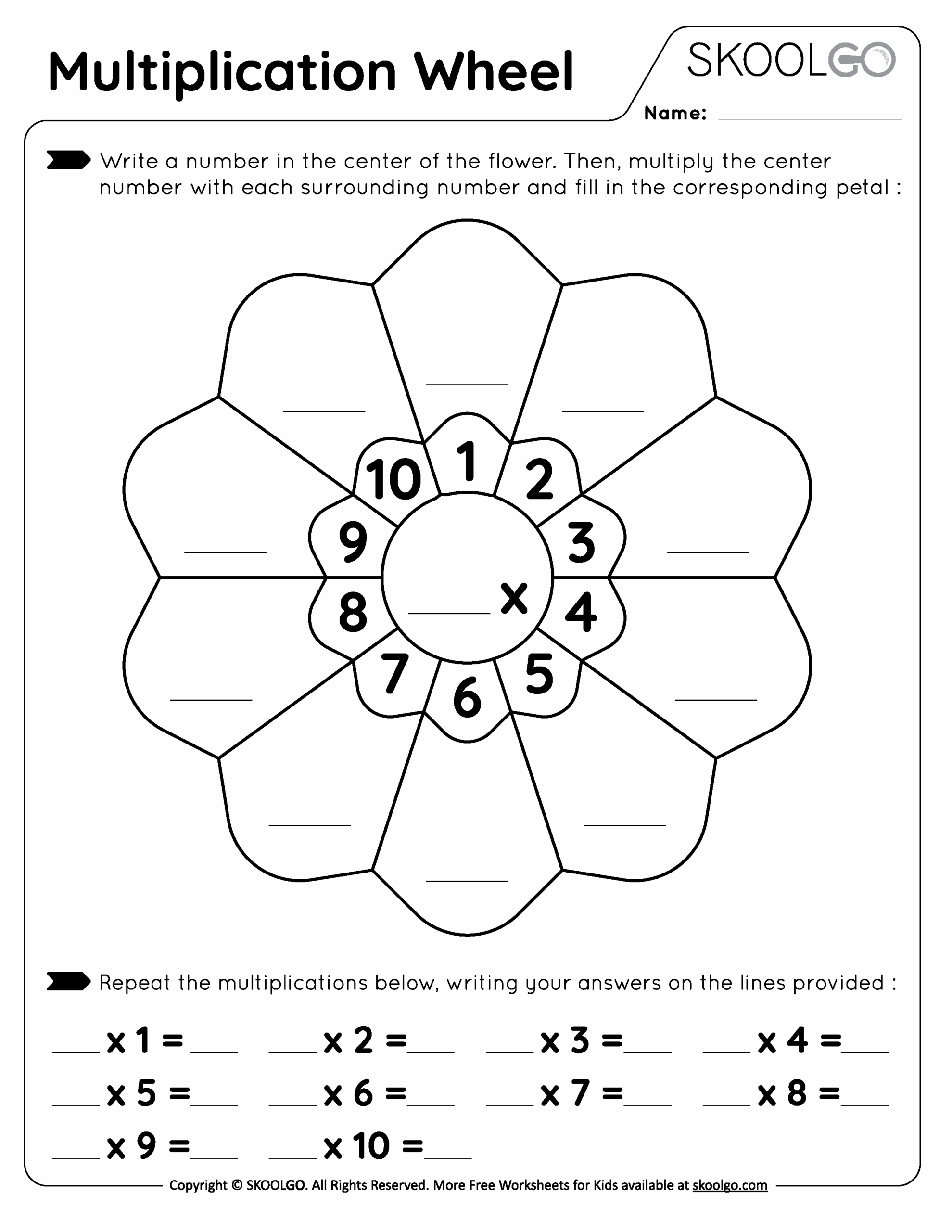 Multiplication Wheel Free Worksheet For Kids SKOOLGO
