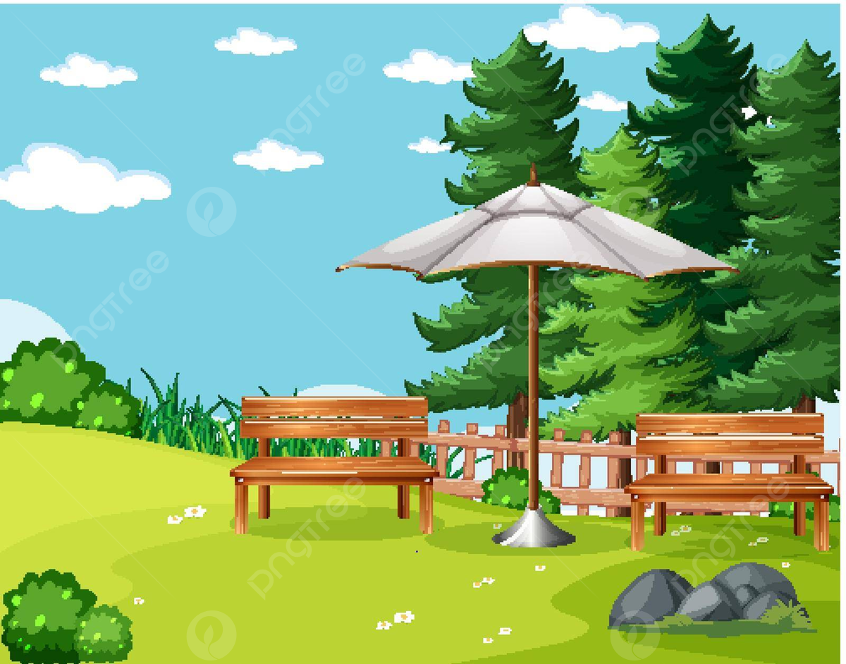 Nature Park Picnic Empty Scene Outdoor Blank Empty Vector Template 