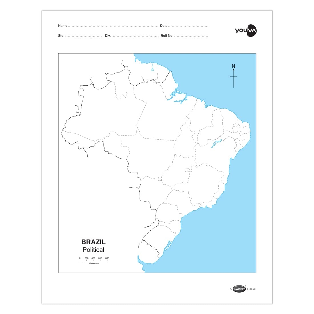 Navneet Youva Brazil Political Maps Sheets 22 Cm X 28 Cm 100 