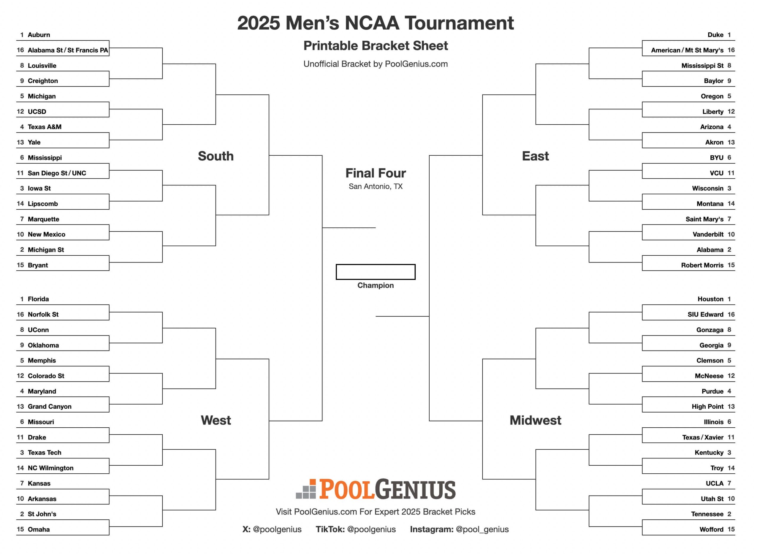 Blank Bracket Free Printable Pdf