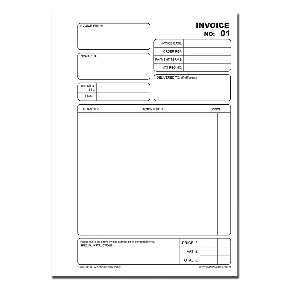 Blank Printable Receipt Book