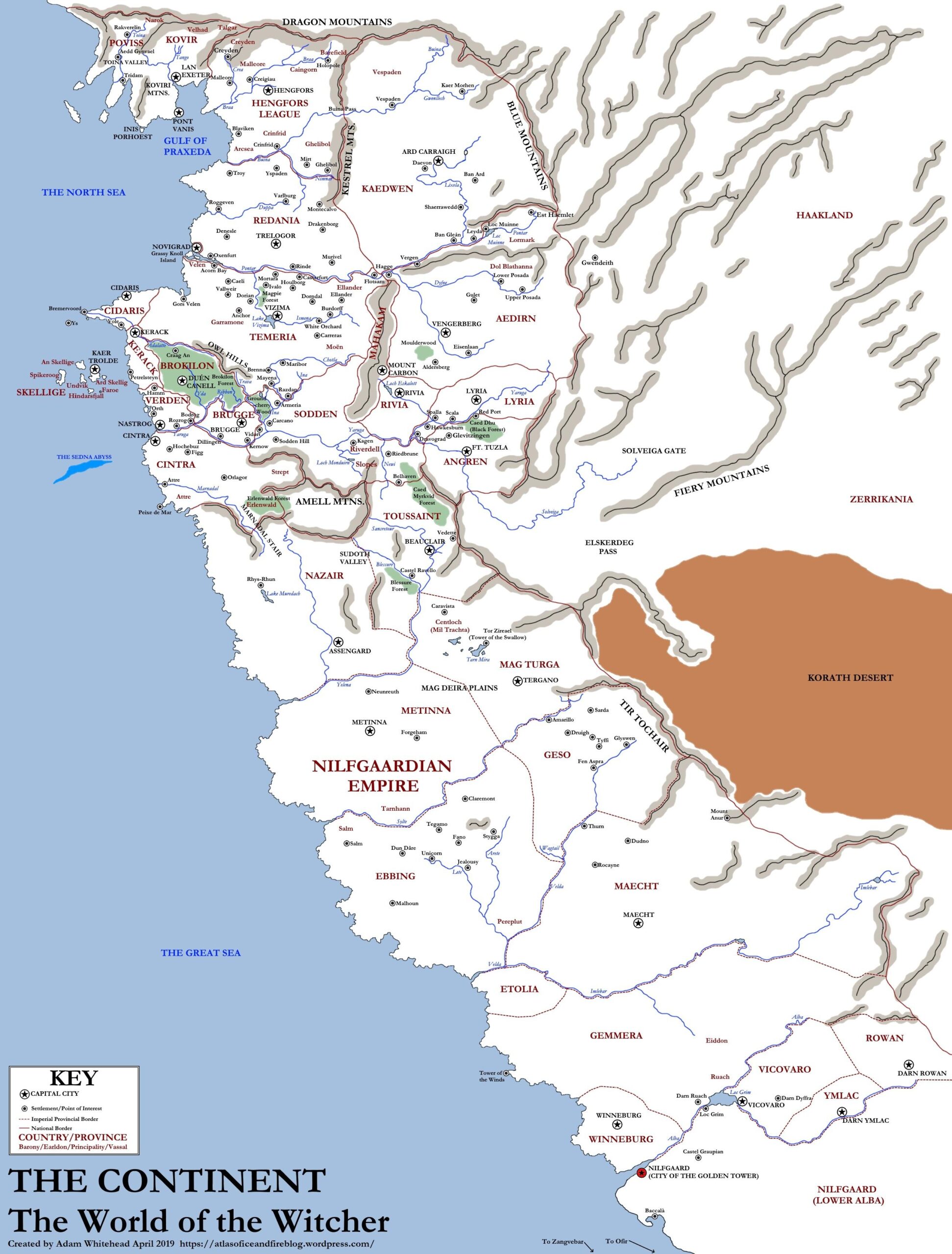 New And Accurate Map Of The World Of The Witcher By Adam Whitehead 