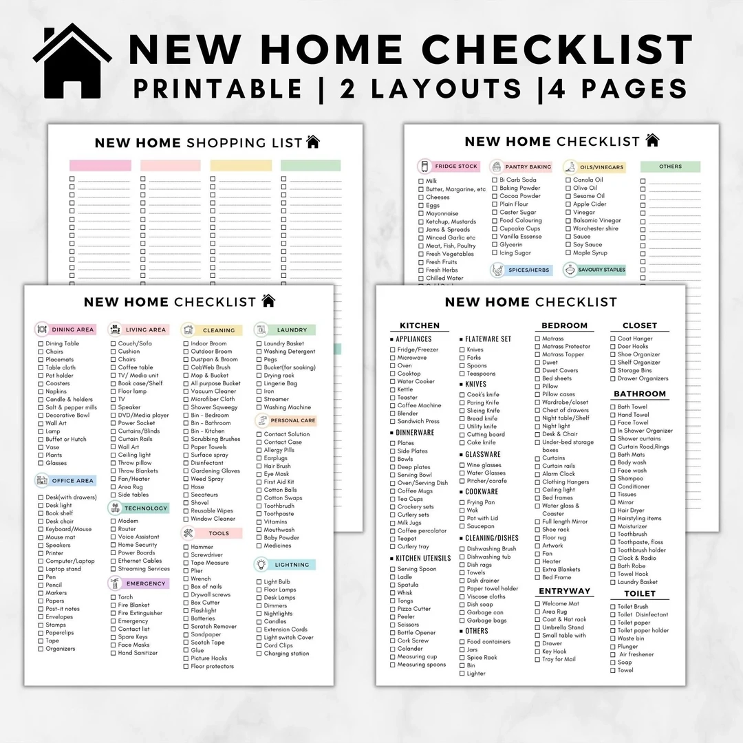 New House Blank Checklist Printable