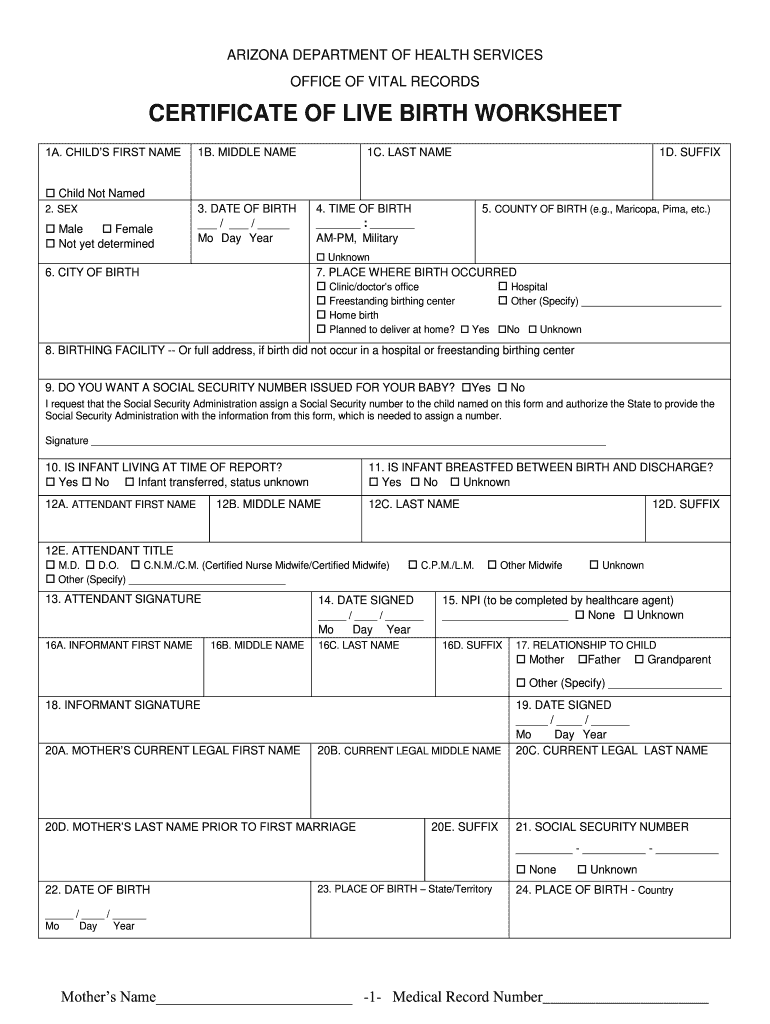 Newborn Birth Certificate Arizona Fill Out amp Sign Online DocHub